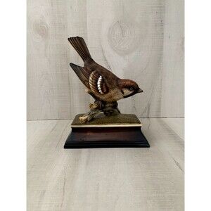 Figurine M.Takai Sparrow Figurine on Base Hand Painted Bird BY HARVEY KNOX